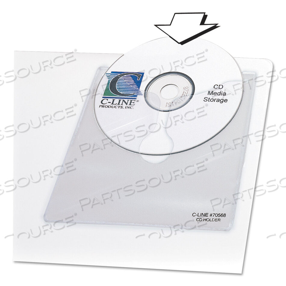 SELF-ADHESIVE CD HOLDER, 1 DISC CAPACITY, CLEAR, 10/PACK by C-Line