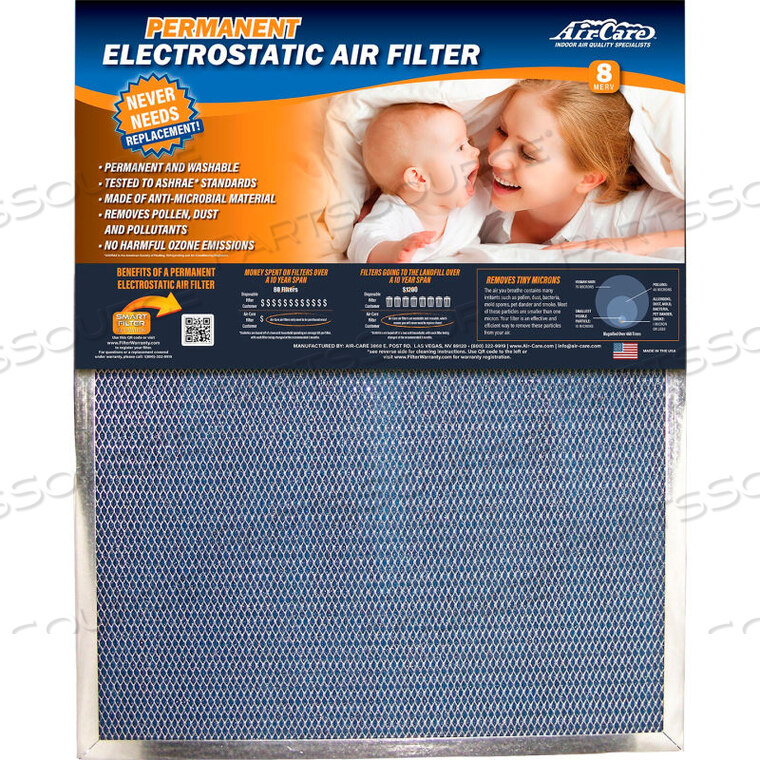 16"X20"X1" ELECTROSTATIC AIR FILTER - MERV 8 by Aircare