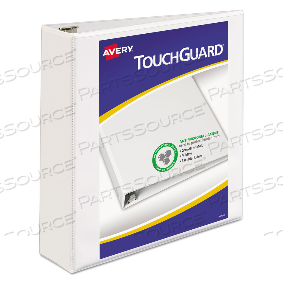 TOUCHGUARD PROTECTION HEAVY-DUTY VIEW BINDERS WITH SLANT RINGS, 3 RINGS, 2" CAPACITY, 11 X 8.5, WHITE by Avery