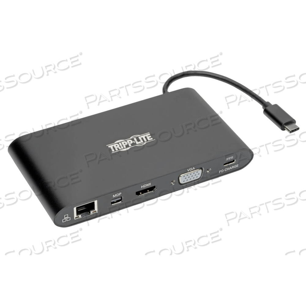 USB C DOCKING STATION 4K USB HUB HDMI VGA MDP GBE CHARGING BLACK by Tripp Lite