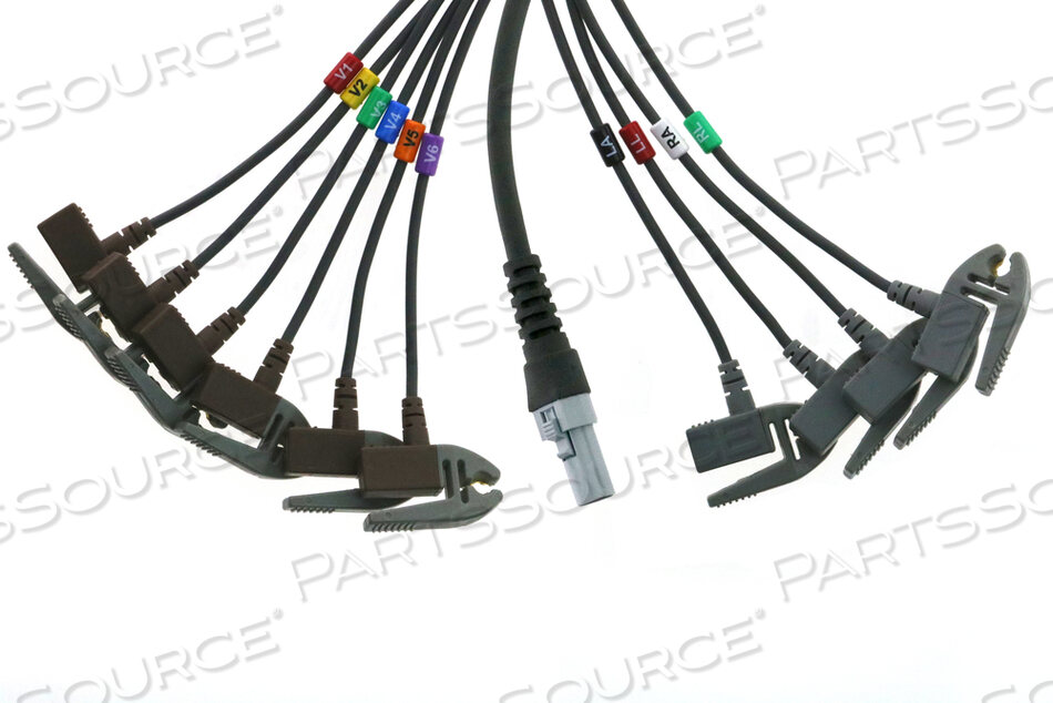 10 LEAD PATIENT CABLE FOR Q-STRESS. AHA 43" LEAD WIRES WITH PINCH CONNECTION 