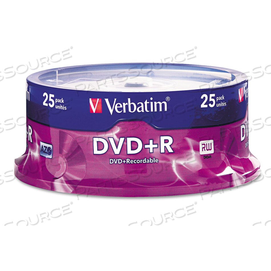 DVD+R RECORDABLE DISC, 4.7 GB, 16X, SPINDLE, SILVER, 25/PACK by Verbatim