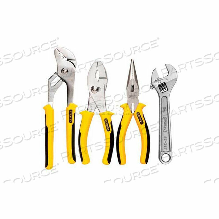4 PIECE PLIER & WRENCH SET (LONG NOSE, SLIP JOINT, TONGUE & GROOVE, ADJ. WRENCH) by Stanley