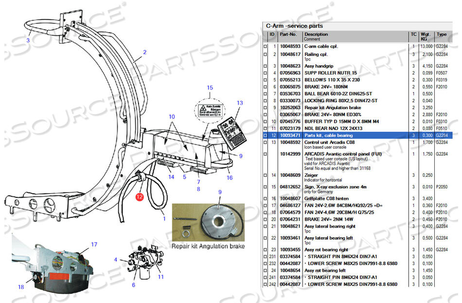 CABLE BEARING PART KIT by Siemens Medical Solutions