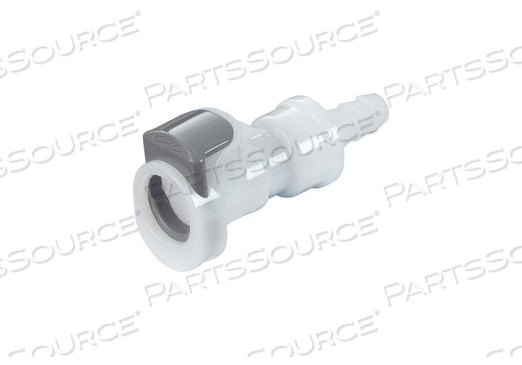 VALVED INLINE COUPLING BODY, 1/4 IN, WHITE, ACETAL, -40 TO -82 DEG C by Colder Products Company