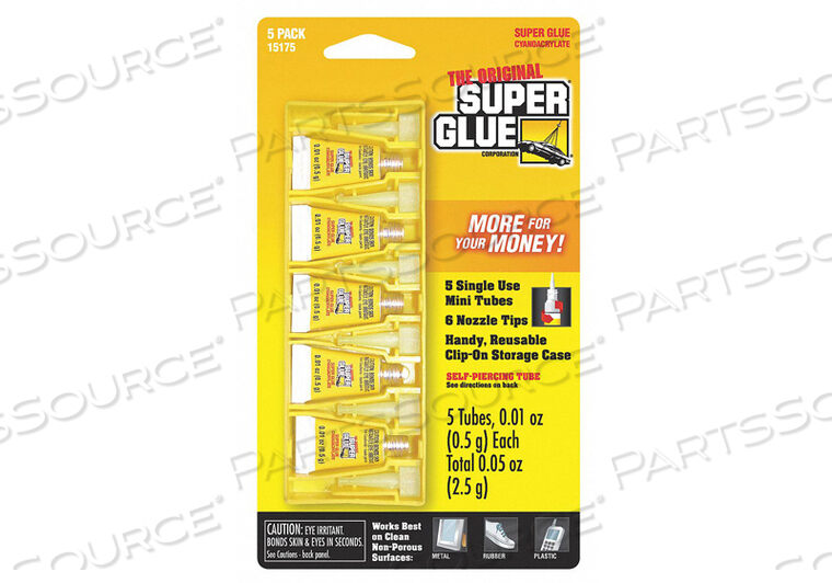 15175-12 Super Glue INSTANT ADHESIVE 0.5G TUBE CLEAR PK5