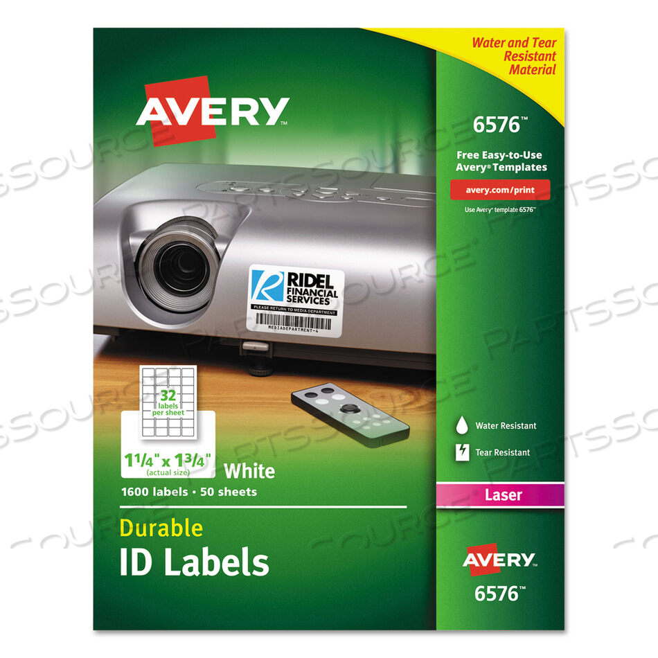 DURABLE PERMANENT ID LABELS WITH TRUEBLOCK TECHNOLOGY, LASER PRINTERS, 1.25 X 1.75, WHITE, 32/SHEET, 50 SHEETS/PACK by Avery