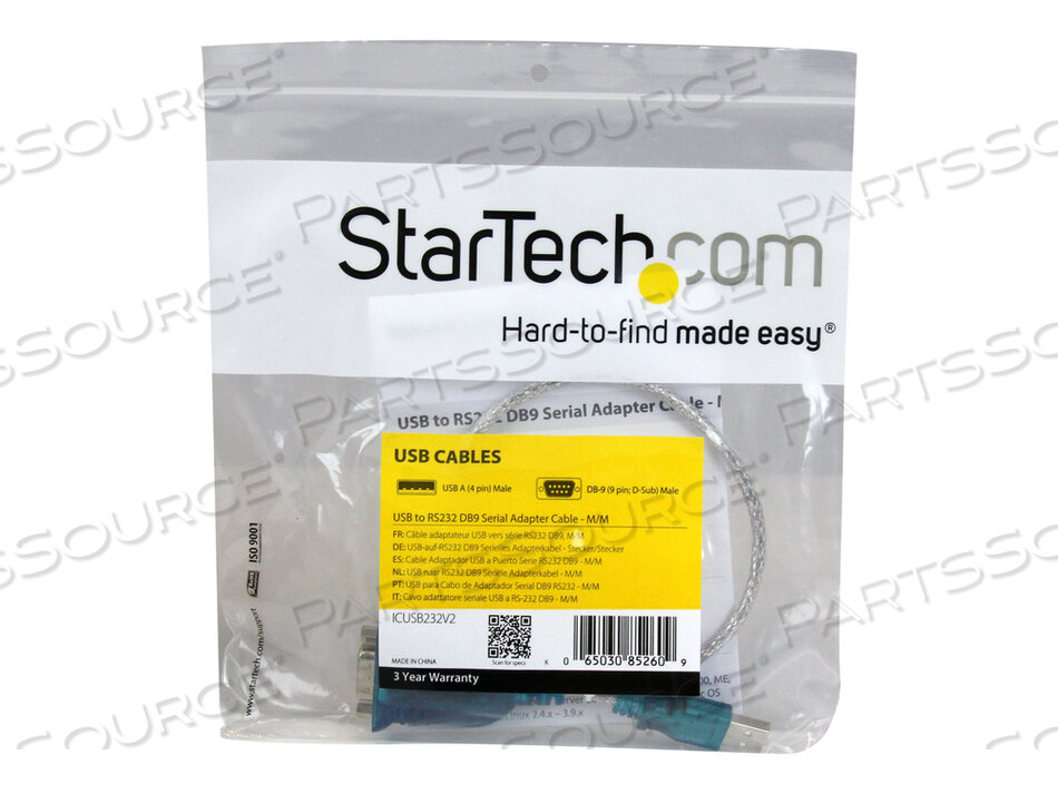 1 PORT USB TO RS232 DB9 SERIAL ADAPTER CABLE - SERIAL ADAPTER - USB 2.0 - RS-232 by StarTech.com Ltd.