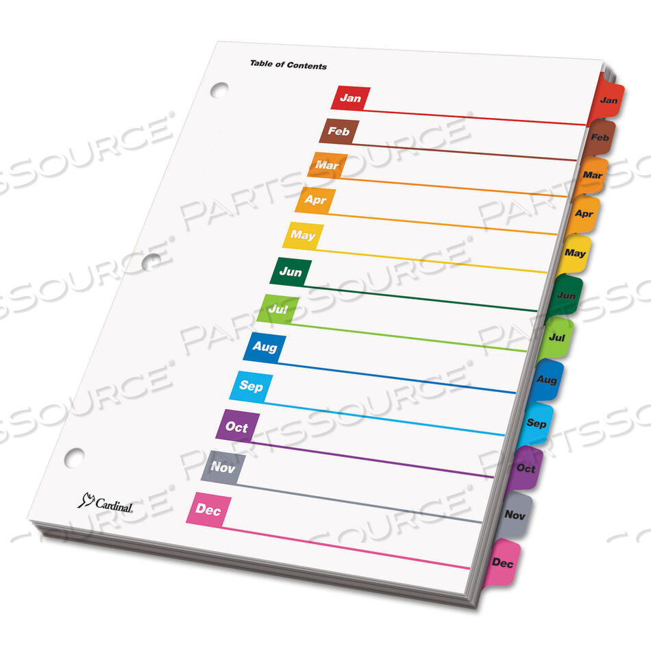 ONESTEP PRINTABLE TABLE OF CONTENTS AND DIVIDERS, 12-TAB, JAN. TO DEC., 11 X 8.5, WHITE, ASSORTED TABS, 1 SET by Cardinal
