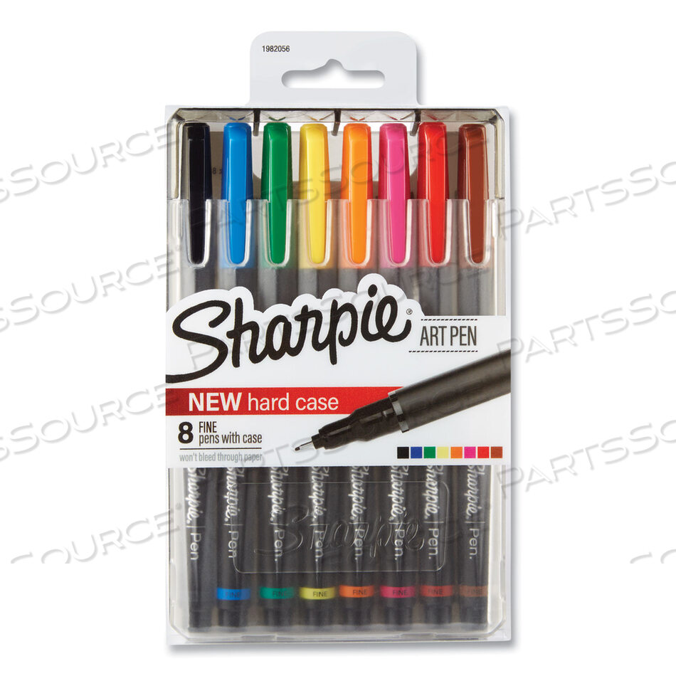 ART PEN W/HARD CASE POROUS POINT PEN, STICK, FINE 0.4 MM, ASSORTED INK AND BARREL COLORS, 8/PACK by Sharpie