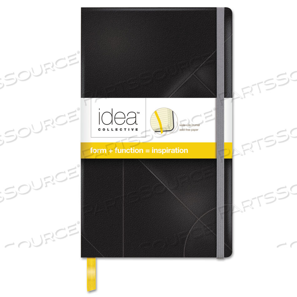 IDEA COLLECTIVE JOURNAL, HARDCOVER WITH ELASTIC CLOSURE, 1 SUBJECT, WIDE/LEGAL RULE, BLACK COVER, 8.25 X 5, 120 SHEETS by Tops