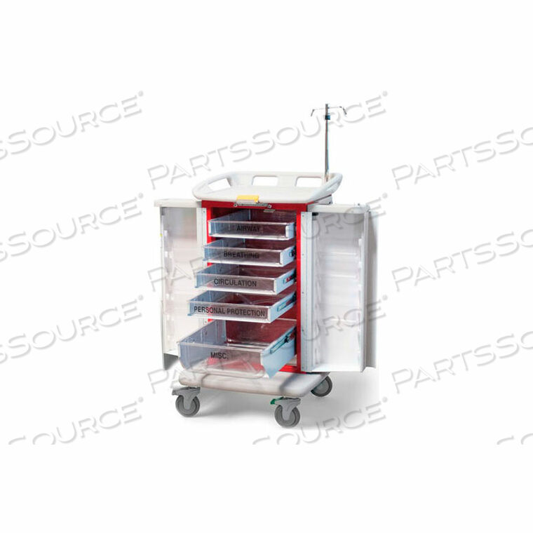 5-DRAWER INSTANT ACCESS EMERGENCY CRASH CART, RED by Waterloo Healthcare