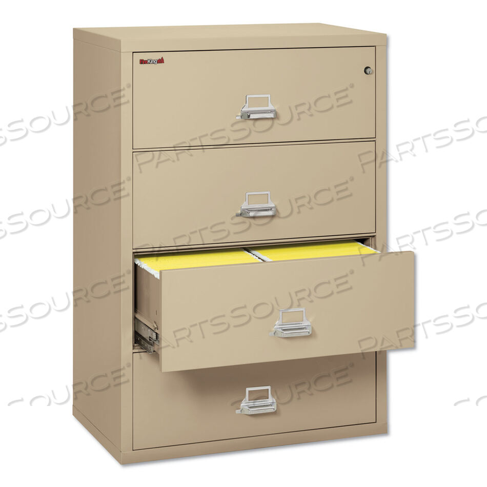 INSULATED LATERAL FILE, 4 LEGAL/LETTER-SIZE FILE DRAWERS, PARCHMENT, 37.5" X 22.13" X 52.75", 323.24 LB OVERALL CAPACITY by Fire King