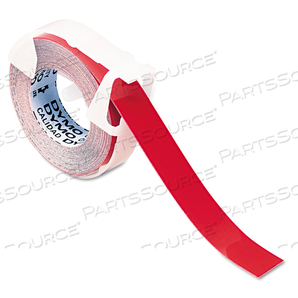SELF-ADHESIVE GLOSSY LABELING TAPE FOR EMBOSSERS, 0.37" X 12 FT ROLL, RED by Dymo