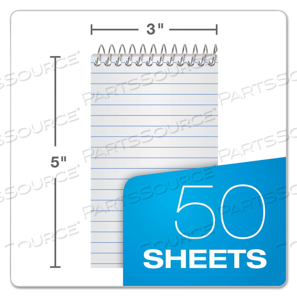 MEMO PADS, NARROW RULE, RANDOMLY ASSORTED COVER COLORS, 50 WHITE 3 X 5 SHEETS by Ampad Corporation