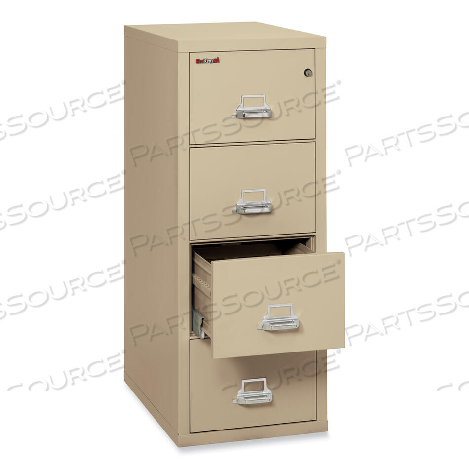 INSULATED VERTICAL FILE, 1-HOUR FIRE PROTECTION, 4 LEGAL-SIZE FILE DRAWERS, PARCHMENT, 20.81" X 31.56" X 52.75" by Fire King