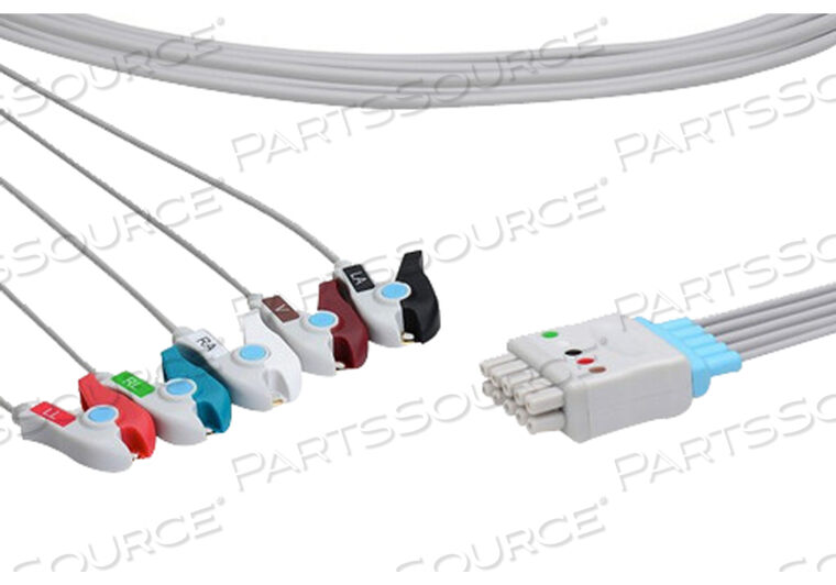REUSABLE ECG CABLE, 5-LEAD, MULTI-LINK CONNECTOR, PINCH/GRABBER, 36 IN, GROUPED 