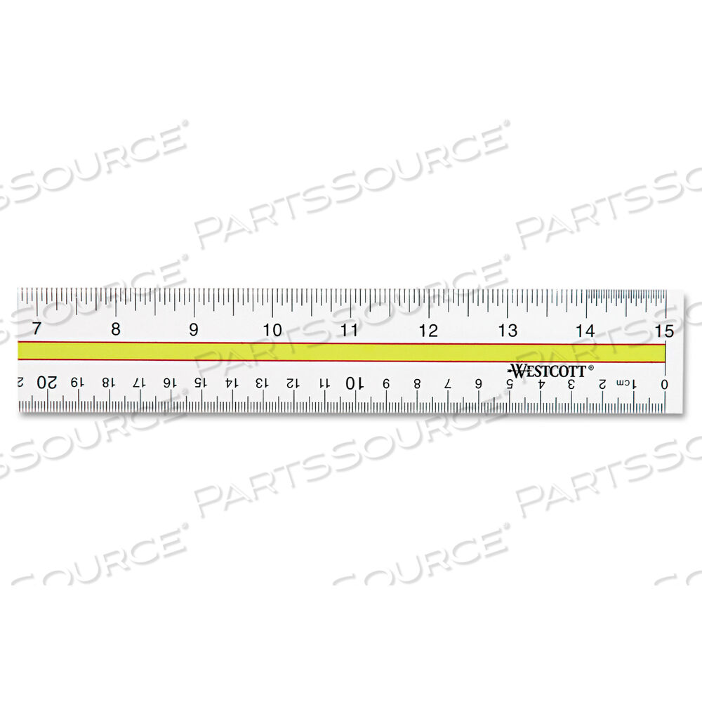 ACRYLIC DATA HIGHLIGHT READING RULER WITH TINTED GUIDE, 15" LONG, CLEAR/YELLOW by Westcott