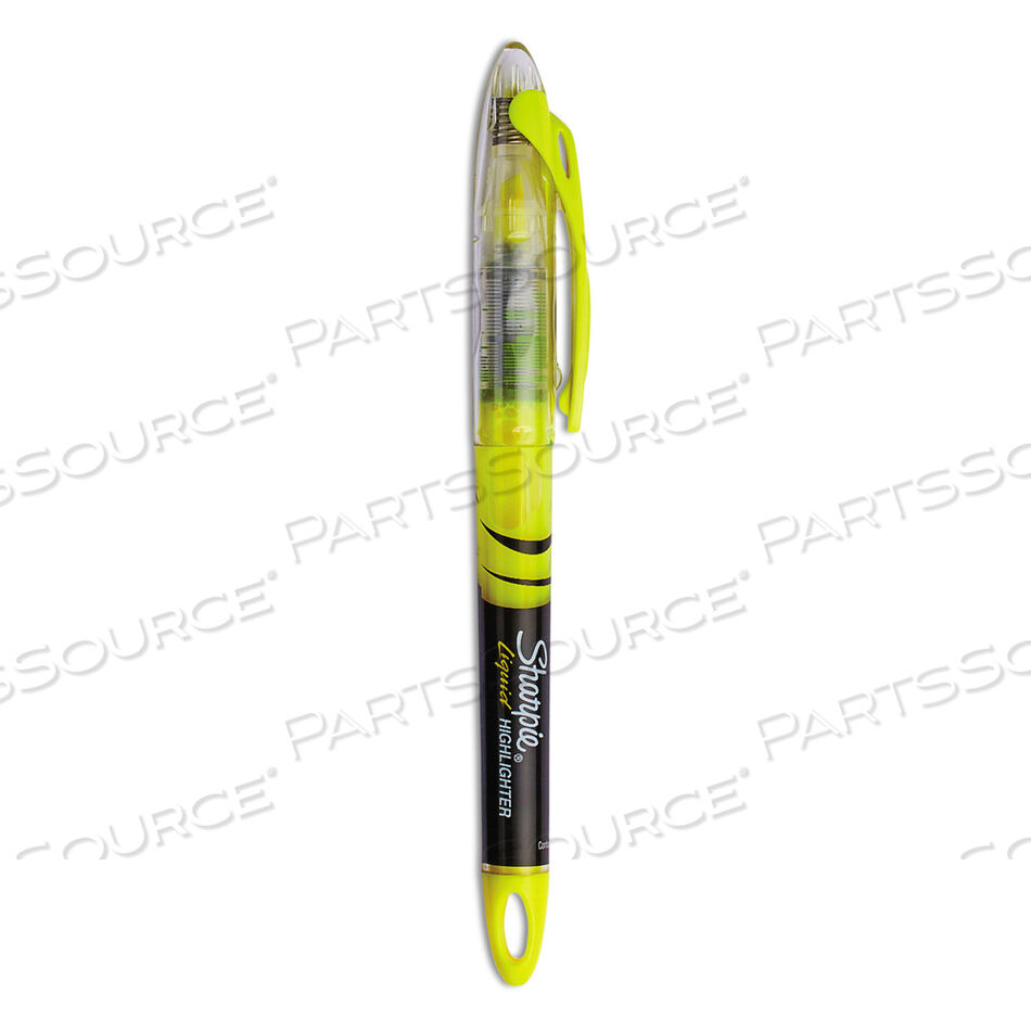 LIQUID PEN STYLE HIGHLIGHTERS, FLUORESCENT YELLOW INK, CHISEL TIP, YELLOW/BLACK/CLEAR BARREL, DOZEN by Sharpie