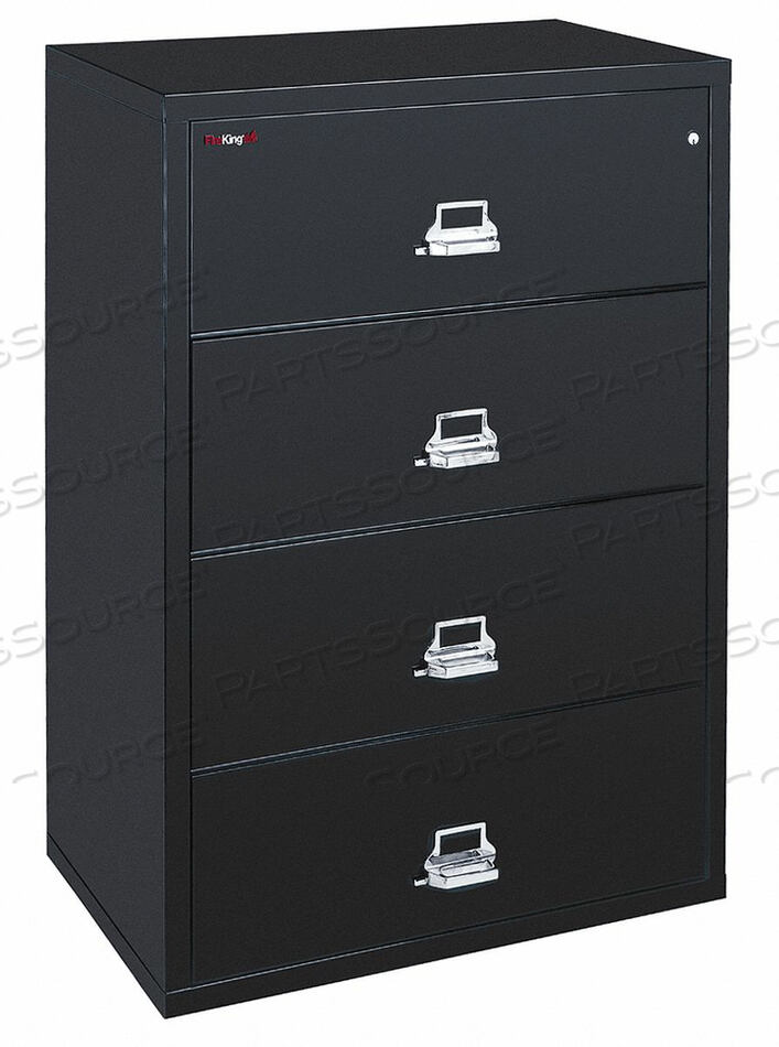 FIREPROOF 4 DRAWER LATERAL FILE CABINET - LETTER-LEGAL SIZE 37-1/4"W X 22"D X 53"H - BLACK by Fire King
