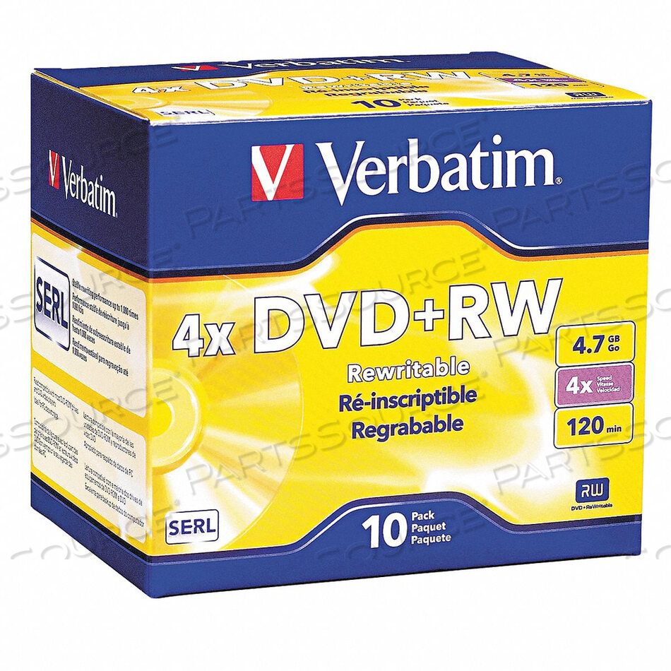 DVD+RW DISC 4.70 GB 120 MIN 4X PK10 by Verbatim