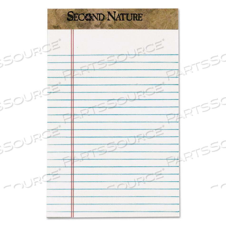 SECOND NATURE PREMIUM RECYCLED RULED PADS, NARROW RULE, 50 WHITE 5 X 8 SHEETS, DOZEN by Tops