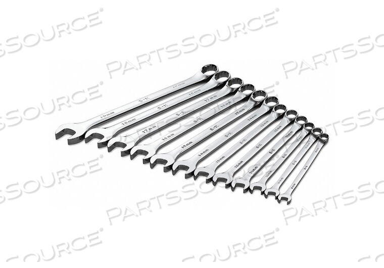 COMBO WRENCH SET LONG CHROME 8-19MM 12PC by SK Professional Tools