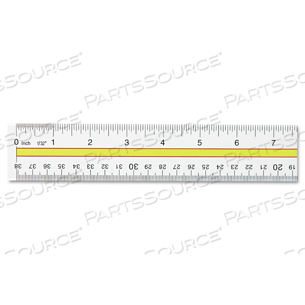 ACRYLIC DATA HIGHLIGHT READING RULER WITH TINTED GUIDE, 15" LONG, CLEAR/YELLOW by Westcott