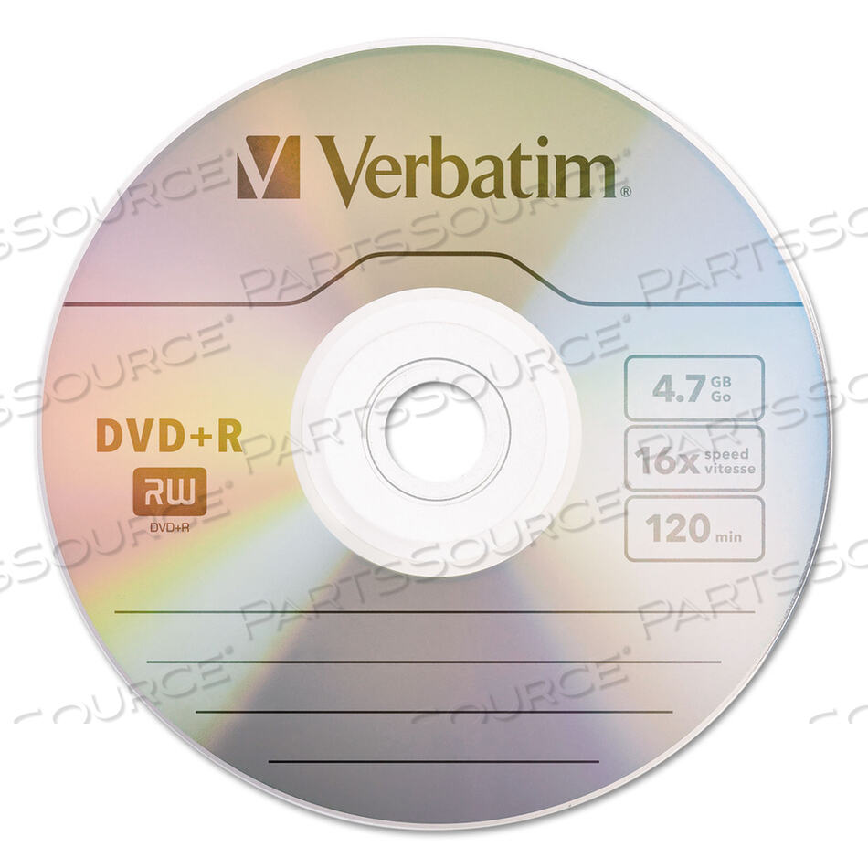 DVD+R RECORDABLE DISC, 4.7 GB, 16X, SPINDLE, MATTE SILVER, 50/PACK by Verbatim
