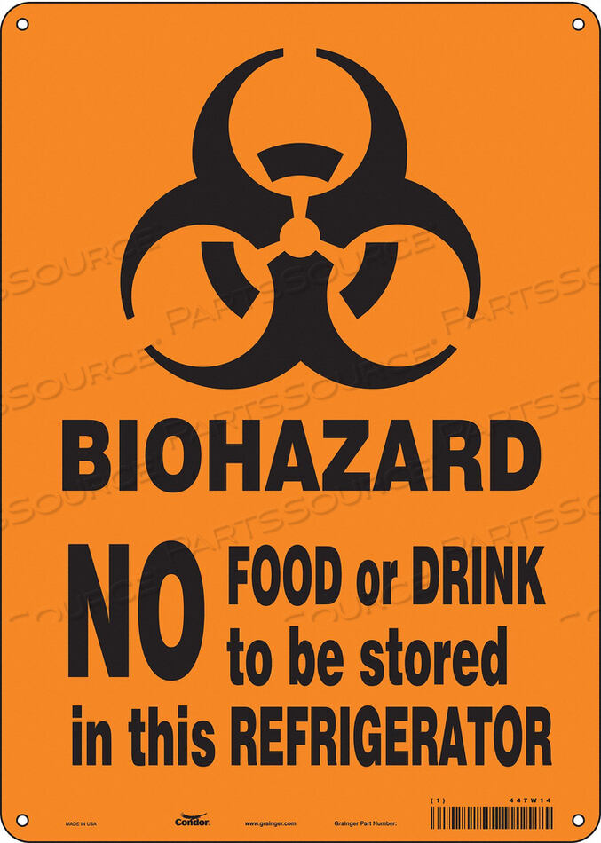 BIOHAZARD SIGN 10 W 14 H 0.032 THICK by Condor