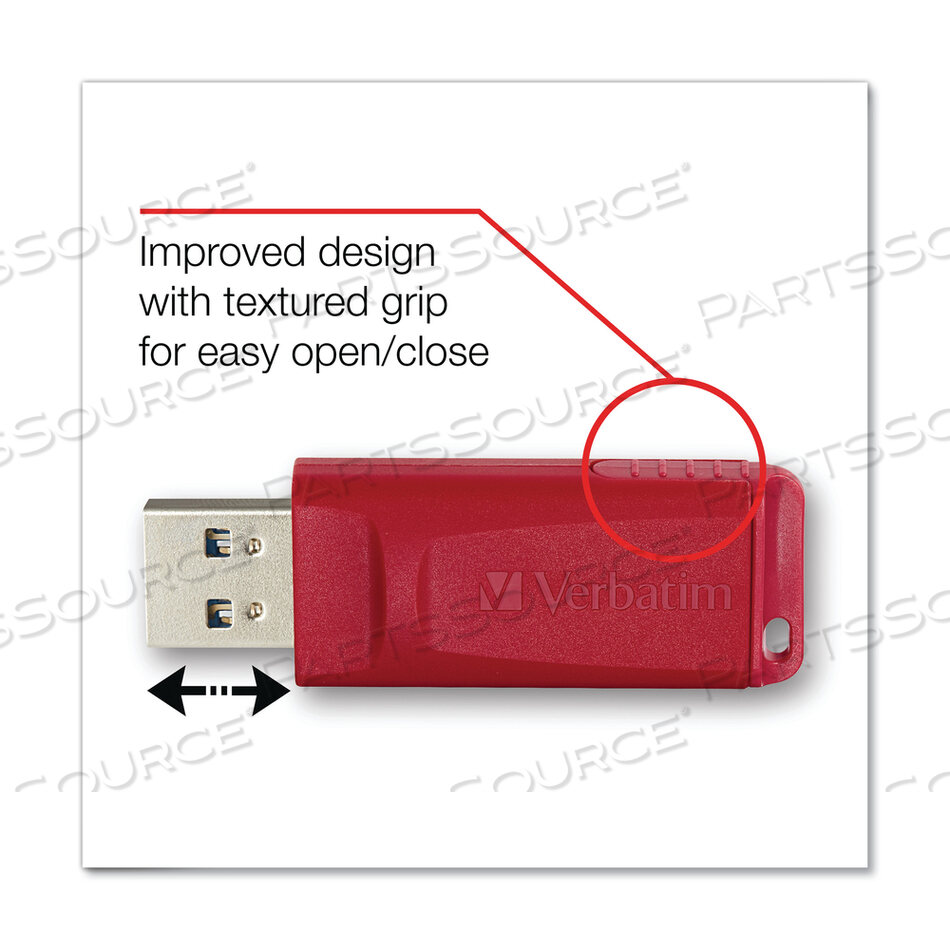 STORE 'N' GO USB FLASH DRIVE, 8 GB, RED by Verbatim