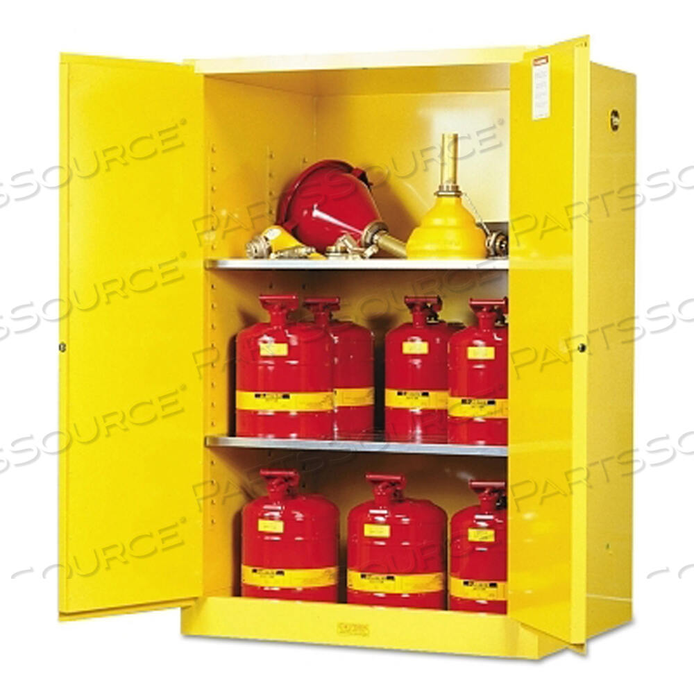 YELLOW SAFETY CABINET FOR FLAMMABLES, MANUAL-CLOSING, 90 GALLON by Justrite