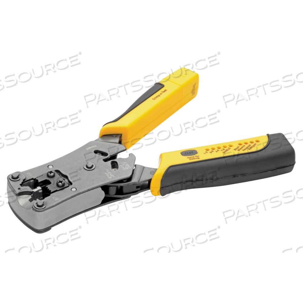 RJ11 / RJ12 / RJ45 WIRE CRIMPER W/ BUILT IN CABLE TESTER by Tripp Lite