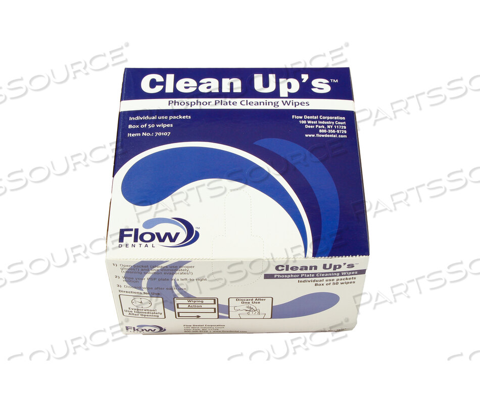 CLEAN-UP'S PSP CLEANING WIPE- INDIVIDUALLY WRAPPED, SINGLE-USE DISPOSABLE WIPES FOR PHOSPHOR PLATE, 50 PACKETS/BOX. by RC Imaging (Formerly Rochester Cassette)