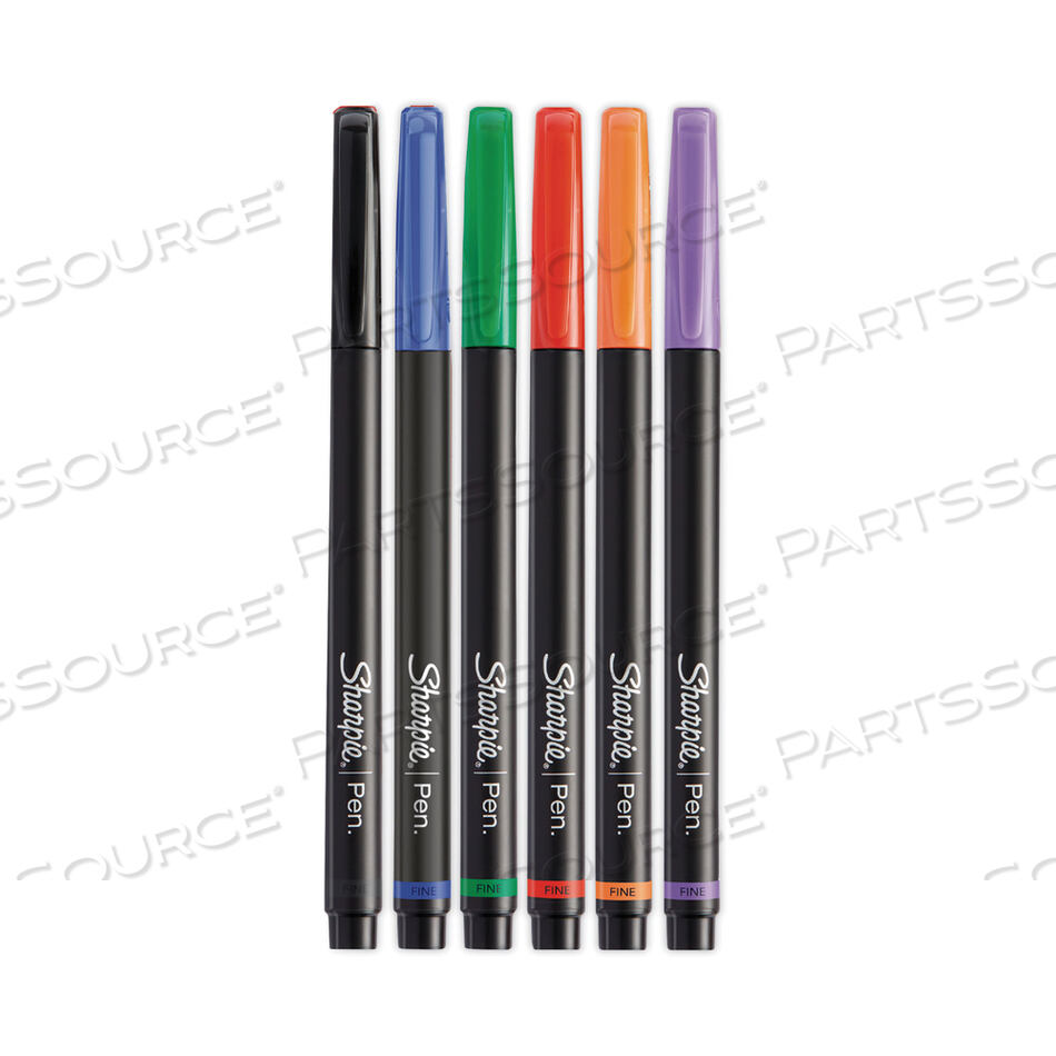 WATER-RESISTANT INK POROUS POINT PEN, STICK, FINE 0.4 MM, ASSORTED INK AND BARREL COLORS, 6/PACK by Sharpie