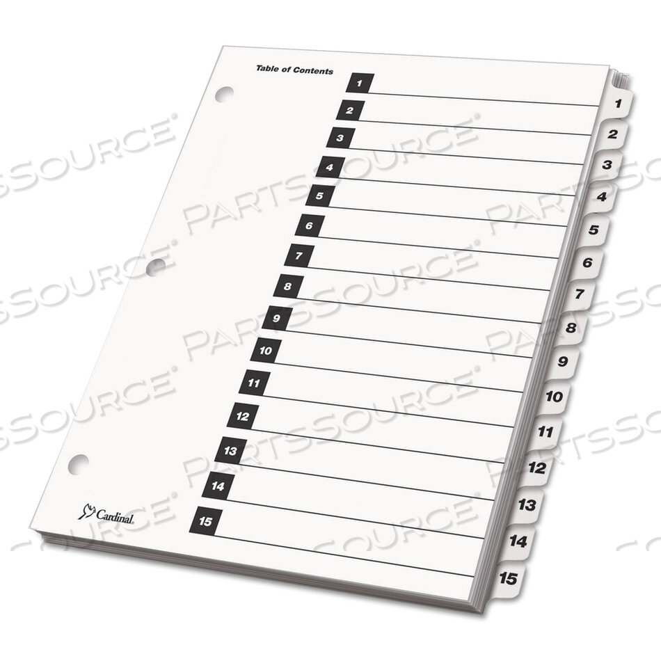 ONESTEP PRINTABLE TABLE OF CONTENTS AND DIVIDERS, 15-TAB, 1 TO 15, 11 X 8.5, WHITE, WHITE TABS, 1 SET by Cardinal