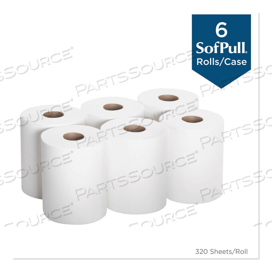 SOFPULL CENTER-PULL PERFORATED PAPER TOWELS, 1-PLY, 7.8 X 15, WHITE, 320/ROLL, 6 ROLLS/CARTON by Georgia-Pacific