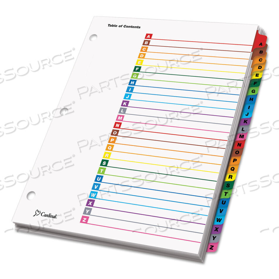 ONESTEP PRINTABLE TABLE OF CONTENTS AND DIVIDERS, 26-TAB, A TO Z, 11 X 8.5, WHITE, ASSORTED TABS, 1 SET by Cardinal