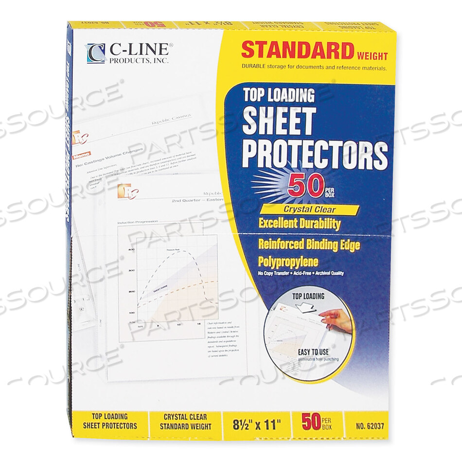 STANDARD WEIGHT POLYPROPYLENE SHEET PROTECTORS, CLEAR, 2", 11 X 8.5, 50/BOX by C-Line