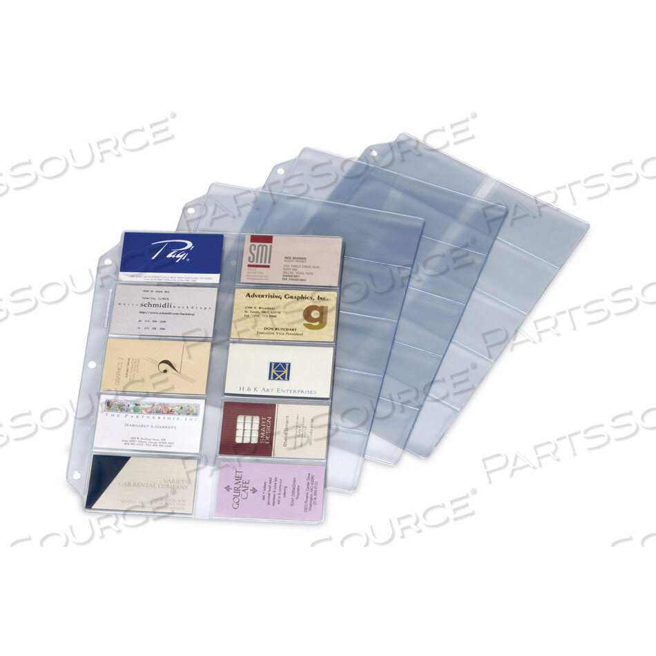 BUSINESS CARD REFILL PAGES, FOR 2 X 3.5 CARDS, CLEAR, 20 CARDS/SHEET, 10 SHEETS/PACK by Cardinal