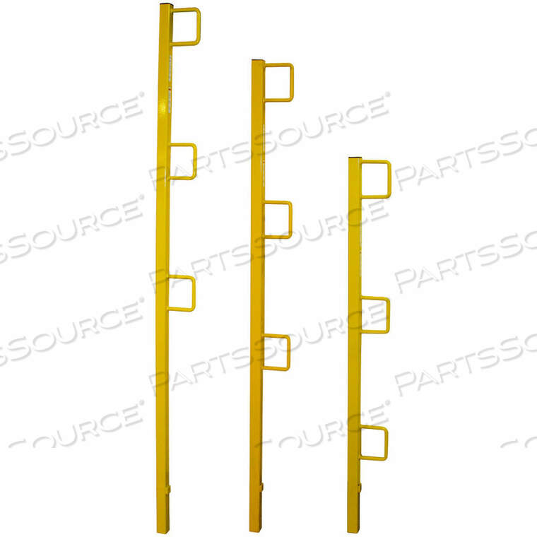 65" UNIVERSAL GUARDRAIL POST, POWDER COATED STEEL, YELLOW, 65"W X 2"D X 2"H by Guardian Fall Protection