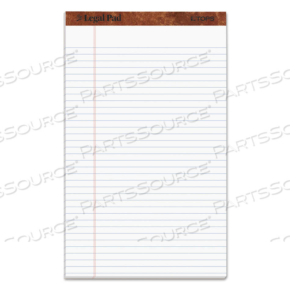 "THE LEGAL PAD" RULED PERFORATED PADS, WIDE/LEGAL RULE, 50 WHITE 8.5 X 14 SHEETS, DOZEN by Tops
