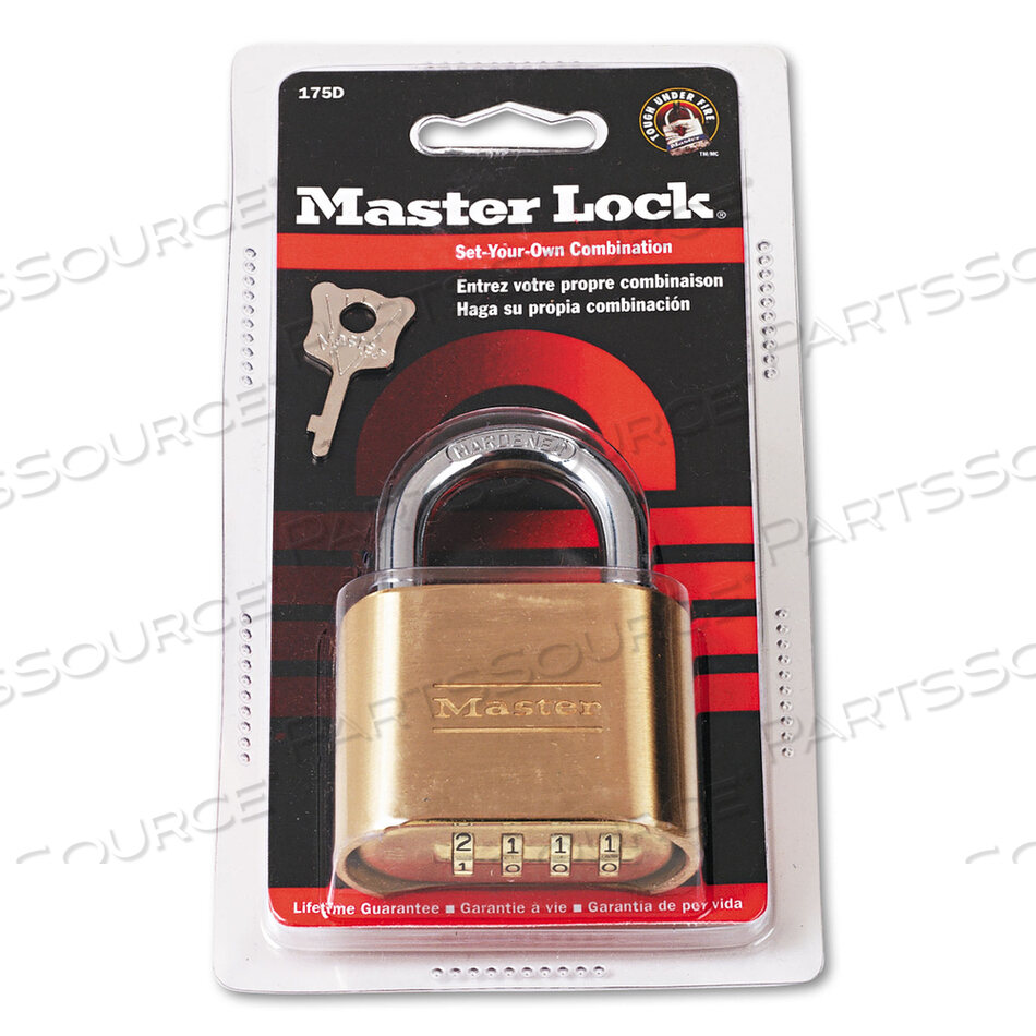 RESETTABLE COMBINATION PADLOCK, 2" WIDE, BRASS by Master Lock