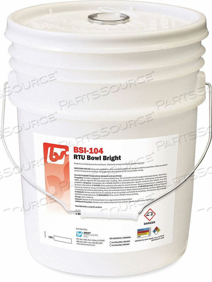 TOILET BOWL CLEANER 5 GAL. PAIL by Best Sanitizers Inc.