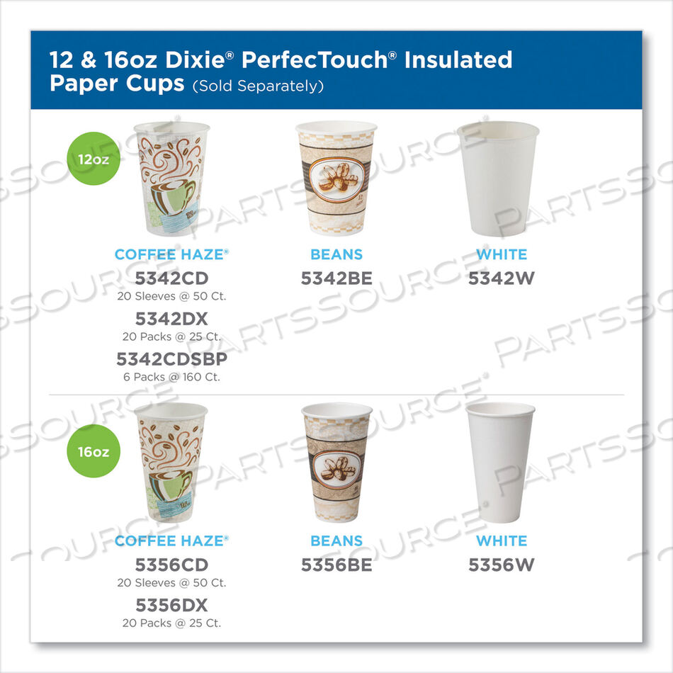 PERFECTOUCH PAPER HOT CUPS, 12 OZ, COFFEE HAZE DESIGN, 160/PACK, 6 PACKS/CARTON by Dixie