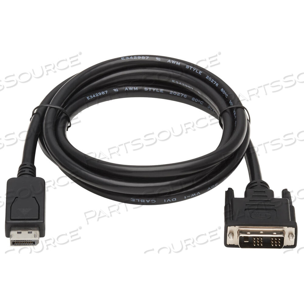 10FT DISPLAYPORT DVI-D MALE/MALE LATCHES SINGLE LINK CABLE ADAPTER - BLACK by Tripp Lite