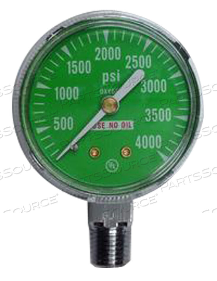 GAUGE, 1/4 IN NPT, 2 IN DIA, 4000 PSI, MEETS FDA, ISO 9001, CHROME PLATED by Western Enterprises