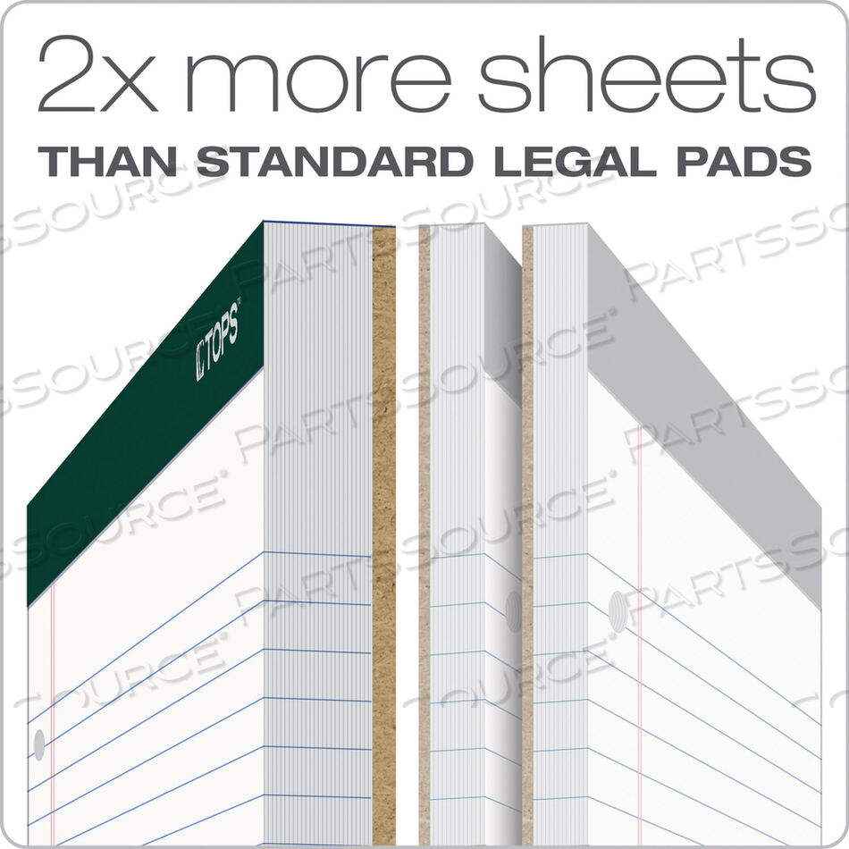 DOUBLE DOCKET RULED PADS, WIDE/LEGAL RULE, 100 WHITE 8.5 X 11.75 SHEETS, 6/PACK by Tops