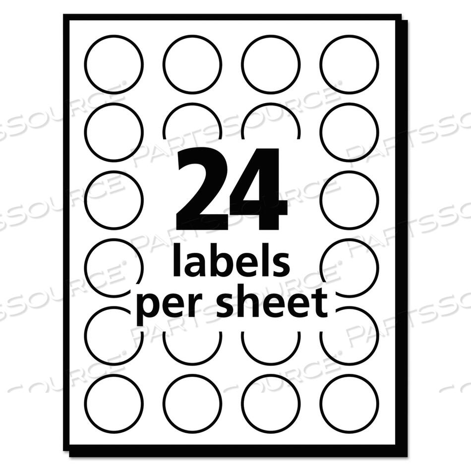 PRINTABLE SELF-ADHESIVE REMOVABLE COLOR-CODING LABELS, 0.75" DIA, RED, 24/SHEET, 42 SHEETS/PACK, (5466) by Avery