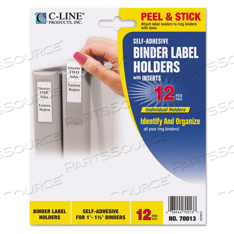 SELF-ADHESIVE RING BINDER LABEL HOLDERS, TOP LOAD, 1 X 2,81, CLEAR, 12/PACK by C-Line